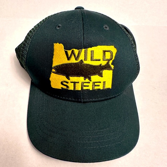 Rep Your Water Oregon Wild Steelhead Trucker Hat Hunter Green Gold Embroidery - Picture 1 of 6